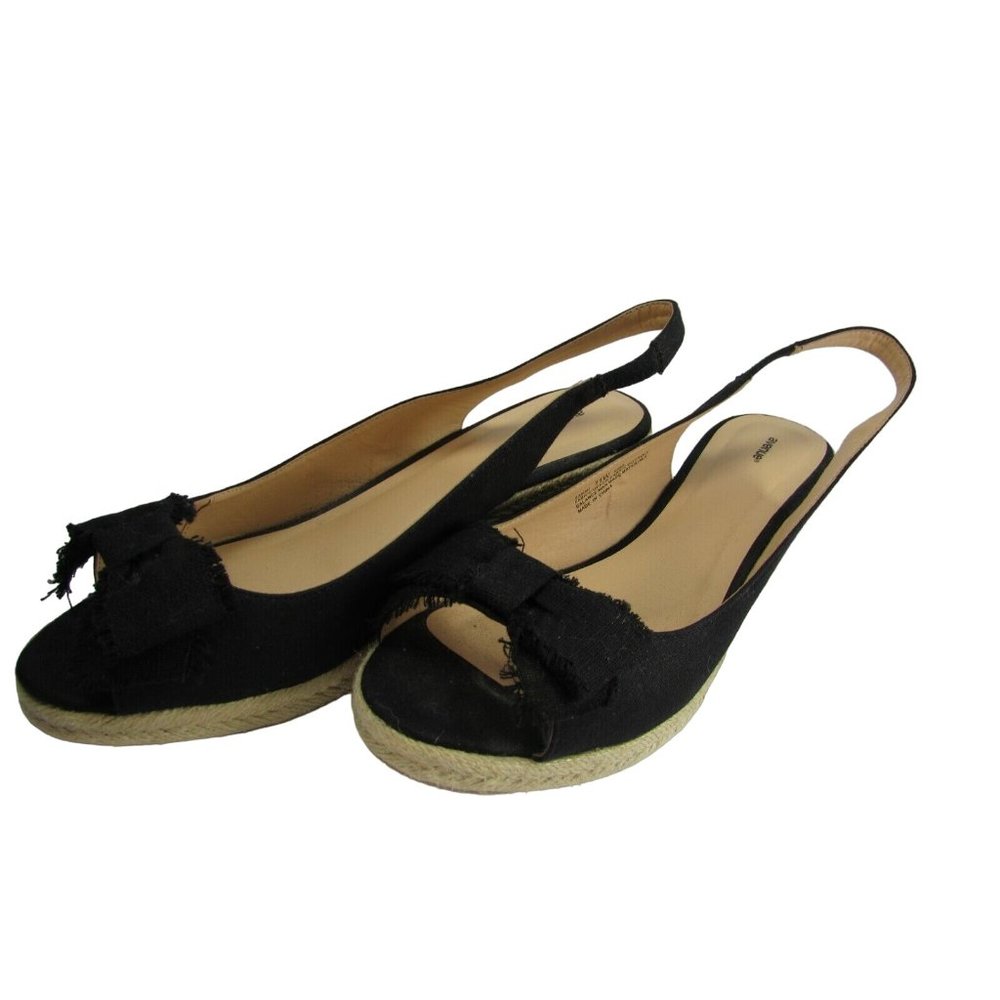Avenue Womans Sammi Size 11W Black Open Toe Espadrilles 30200